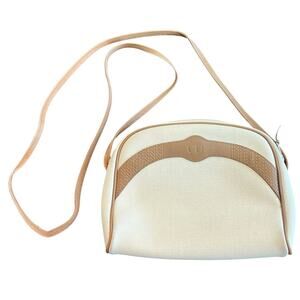 Vintage CHRISTIAN DIOR Saddle Bag Beige Canvas Leather Shoulder‎ Crossbody Bag